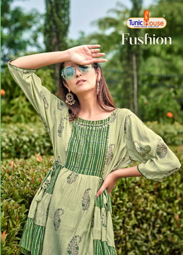 Tunic House Fusion Fancy Stylish Wholesale Designer Kurti With Bottom